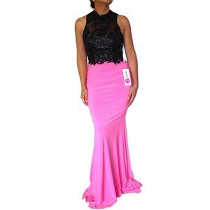 NWT Studio 17 Rhinestone & Lace Prom Maxi Dress Size 6/8 Backless Bridesmaid